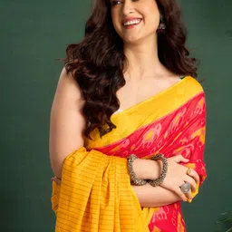 Sangria Abstract Printed Saree With Unstitched Blouse Piece-15