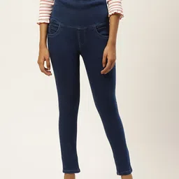 PARIS HAMILTON Women Navy Blue Tummy Tucker High-Rise Stretchable Denim Jegging-image-76