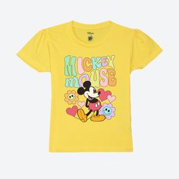 YK Disney Girls Mickey Mouse Printed Round Neck Puff Sleeves Pure Cotton Regular T-shirt-image-69