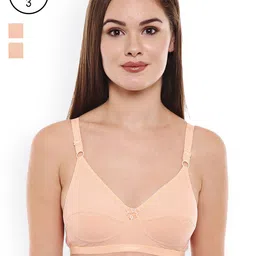 Bodycare Pack of 3 Solid Non-Wired Non Padded Everyday Bras CD1517PE-3PCS-46