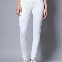 High Star Women Plus Size White Slim Fit Mid-Rise Clean Look Stretchable Jeans-40