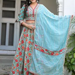 Varanga Floral Printed Ready to Wear Lehenga & Blouse With Dupatta-picture-32
