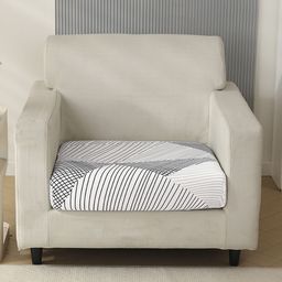 HOKIPO White & Grey Printed Polyester 1 Seater Sofa Seat Cover-image-96