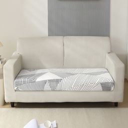 HOKIPO White & Grey Printed Polyester 2 Seater Sofa Seat Cover-image-64