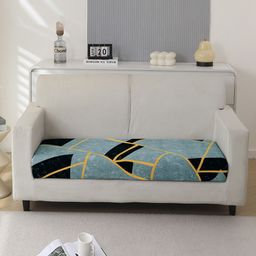 HOKIPO Blue & Black Printed Polyester 2 Seater Sofa Seat Cover-image-13