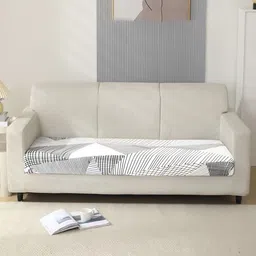 HOKIPO White & Grey Printed Polyester 3 Seater Sofa Seat Cover-image-63