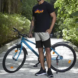 HRX By Hrithik Roshan Lifestyle Men Jet Black & Wet Weather Bio-Wash Colourblock Shorts-image-90