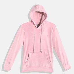 Monte Carlo Girls Pink Solid Velvet Finish Hooded Sweatshirt-image-49