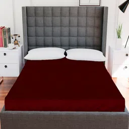 AVI Maroon Solid Queen Size Waterproof Mattress Protector-23