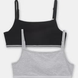 Charm n Cherish Girls Pack Of 2 Grey & Black Non-Padded & Non-Wired Bra-picture-19