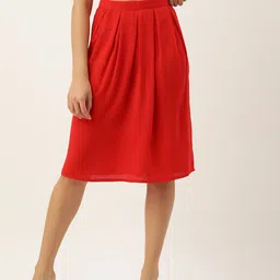 ROVING MODE Crepe Box Pleat Flared Skirt-9