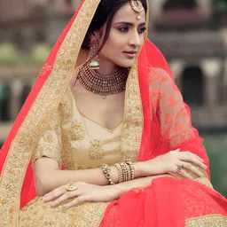 Fusionic Embroidered Semi-Stitched Lehenga & Unstitched Blouse With Dupatta-picture-42