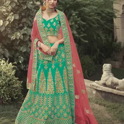 Fusionic Embroidered Semi-Stitched Lehenga & Unstitched Blouse With Dupatta-picture-40