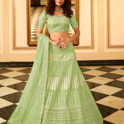 Fusionic Embroidered Semi-Stitched Lehenga & Unstitched Blouse With Dupatta-picture-45