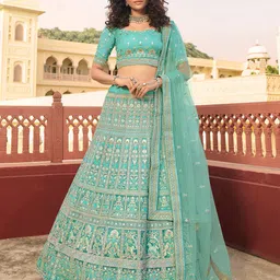Fusionic Embroidered Semi-Stitched Lehenga & Unstitched Blouse With Dupatta-picture-13