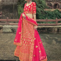 Fusionic Embroidered Semi-Stitched Lehenga & Unstitched Blouse With Dupatta-picture-41