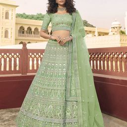Fusionic Embroidered Semi-Stitched Lehenga & Unstitched Blouse With Dupatta-picture-17