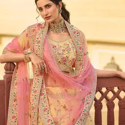 Fusionic Embroidered Semi-Stitched Lehenga & Unstitched Blouse With Dupatta-picture-50