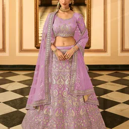Fusionic Embroidered Semi-Stitched Lehenga & Unstitched Blouse With Dupatta-18