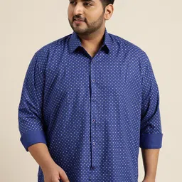 SOJANYA PLUS Men Blue & White Pure Cotton Classic Printed Casual Shirt-image-9
