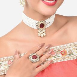 Zaveri Pearls Gold-Plated Kundan-Studded & Pearl Beaded Jewellery Set-39