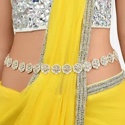 Zaveri Pearls Gold-Plated Kundan-Studded & Pearl Beaded Kamarbandh-image-97
