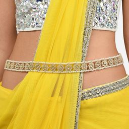 Zaveri Pearls Gold-Plated Kundan-Studded & Pearl Beaded Kamarbandh-image-67