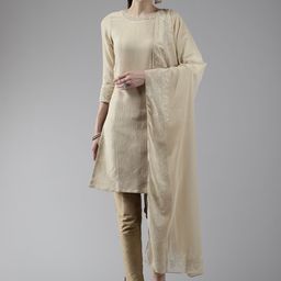 W Cotton Kurta with Trousers & Dupatta-image-68
