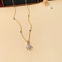 ABDESIGNS Gold-Plated American Diamond-Studded & Beaded Mangalsutra-14