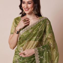 House of Pataudi Ethnic Motifs Embroidered Embellished Saree-picture-52