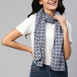 Mast & Harbour Women Navy Blue & White Geometric Print Stole-27