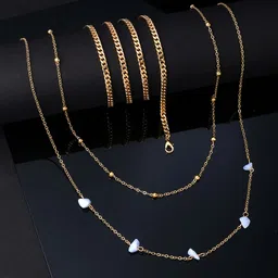 Yellow Chimes Women Golden Pearl Studded Three Layered Waist Chain-image-23