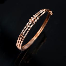 Jazz and Sizzle Women Brass American Diamond Rose Gold-Plated Bangle-Style Bracelet-18