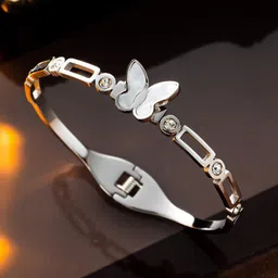 Designs & You Silver Plated Stainless Steel Bangle Style Bracelet-30