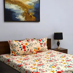 BOMBAY DYEING Yellow & Green Geometric 144 TC Queen Bedsheet with 2 Pillow Covers-image-33
