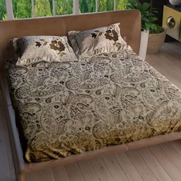 LABHAM Eden Garden Beige Floral Cotton 180 TC King Bedsheet with 2 Pillow Covers-image-5