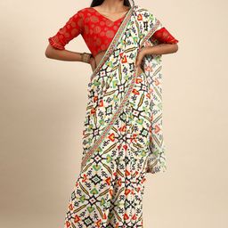 Sangria Multicoloured Pure Crepe Printed Bandhani Saree-image-4