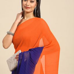 Anouk Accordian Pleated Colourblocked Pure Crepe Saree-picture-2