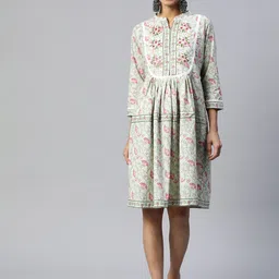 Vbuyz Sea Floral Embroidered Ethnic A-Line Dress-picture-16
