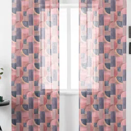 URBAN SPACE Pink & Blue 2 Pieces Geometric Printed Sheer Door Curtains-image-22