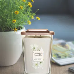 YANKEE CANDLE White  Elevation Large Jar Scented Candles -Sheer Linen-550g-56