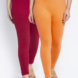 Women Pack of 2 Solid Ankle Length Leggings-image-113