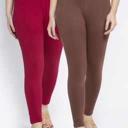 GRACIT Women Pack of 2 Modern Lycra Solid Ankle Length Leggings-image-98