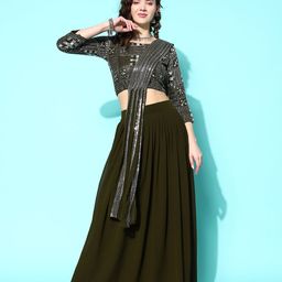 Kvsfab Embroidered Sequinned Ready to Wear Lehenga & Blouse With Dupatta-picture-14
