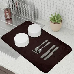 Kuber Industries Brown & Off White 3 Pieces Kitchen Self Drying Microfiber Table Placemats-13
