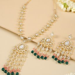 Zaveri Pearls Gold Plated Kundan Studded & Beaded Jewellery Set-image-32