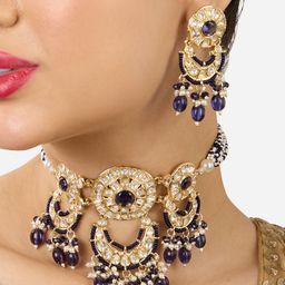 Zaveri Pearls Gold-Plated Kundan-Studded & Beaded Jewellery Set-picture-43