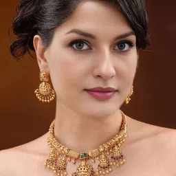 MANSIYAORANGE Gold-Plated Stones Studded & Beaded Jewellery Set-picture-15