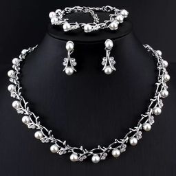 Shining Diva Fashion Silver-Plated Pearl Studded Jewellery Set-36