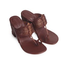 Aprajita Toor Leather Ethnic Block Heels Sandals-5